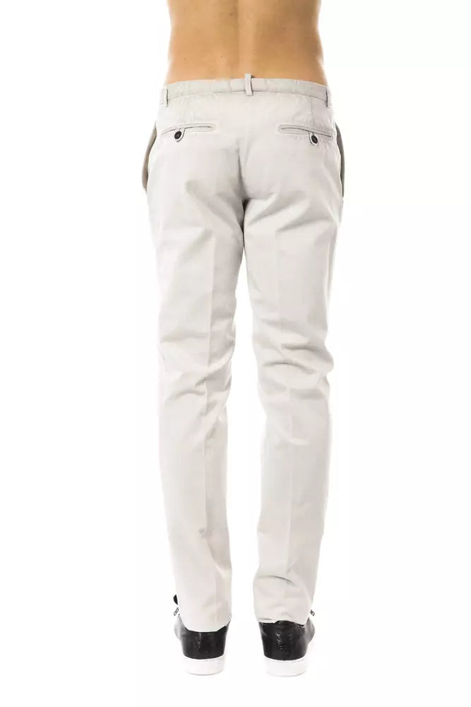 Uominitaliani Grey Cotton Men's Casual Trousers